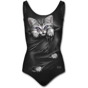 Image of Bright Eyes Womens Small Allover Scoop Back Padded Swimsuit - Black