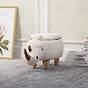 Image of Homcom Kids Animal Storage Ottoman Cream