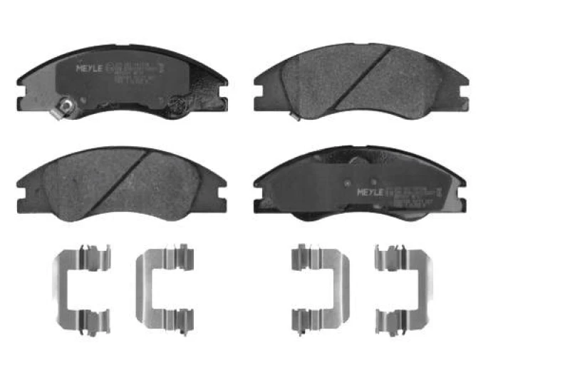 Image of MEYLE 025 242 1817/W Brake pad set Front Axle, with acoustic wear warning, with accessories, Original Quality, with anti-squeak plate Brake Pad Set,d