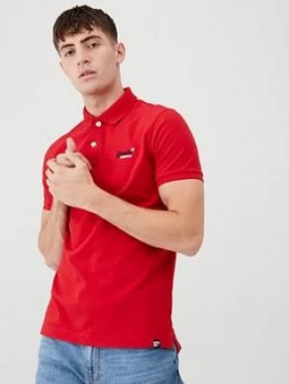 Image of Superdry Classic Pique Short Sleeved Polo Shirt - Red, Size 2XL, Men