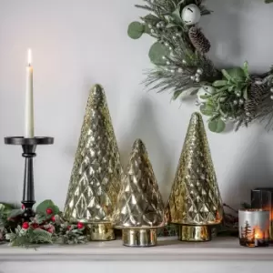 Image of Textured Gold Festive Tree Decoration Gold