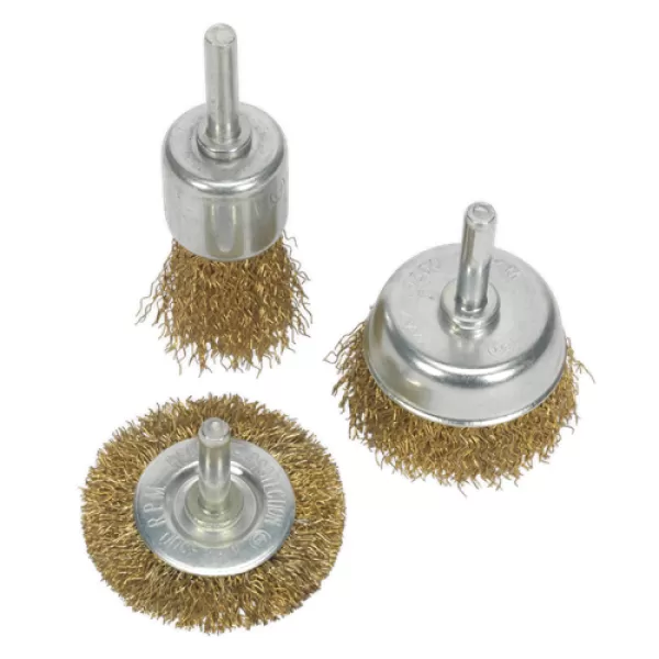 image of Genuine SEALEY BWBS03 Wire Brush Set 3pc Brassed