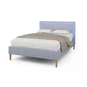 Image of Crazy Price Beds Ludlow Light Grey Linen LED Small Double Bed Frame