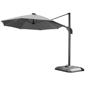 image of Norfolk Leisure One Box Grey Parasol 3m Round LED Cantilever with Water Filled Base