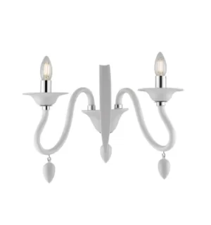 image of ESTEFAN Twin 2 Light Candle Wall Light White 39x29x23cm