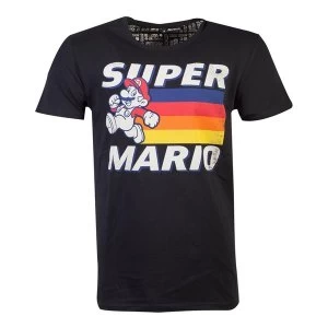 image of Nintendo - Running Mario Unisex Large T-Shirt - Black