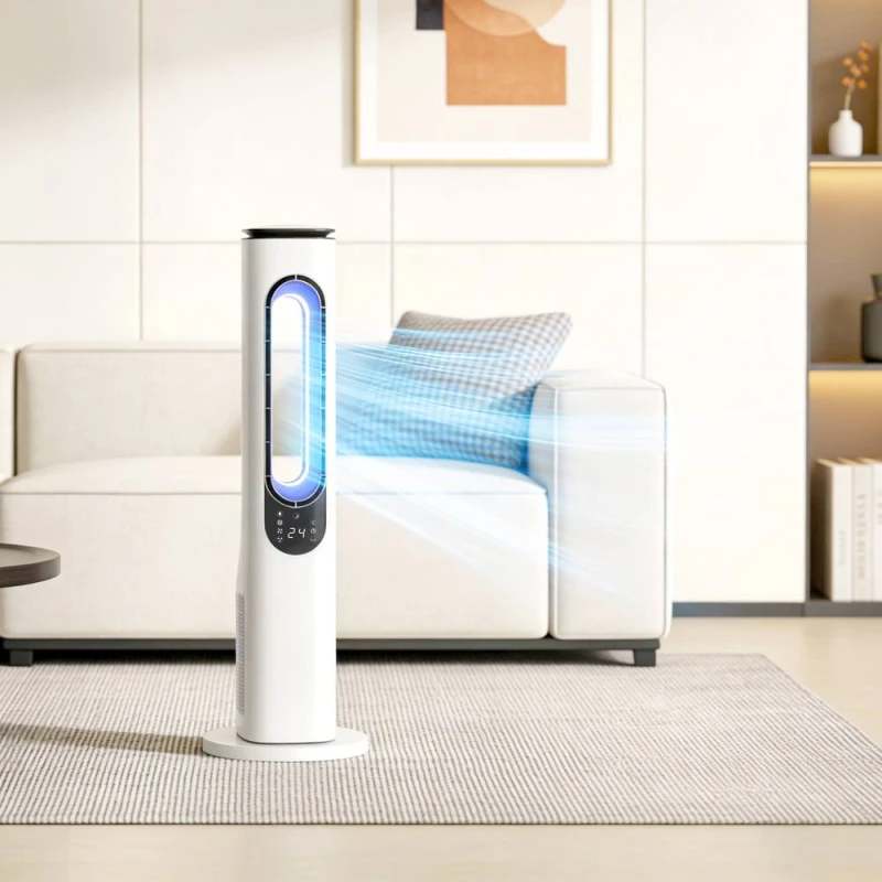 Image of HOMCOM Bladeless Tower Fan, 35dB Standing Cooling Fan with Oscillating in White White Unisex