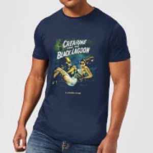 Image of Universal Monsters Creature From The Black Lagoon Vintage Poster Mens T-Shirt - Navy - L