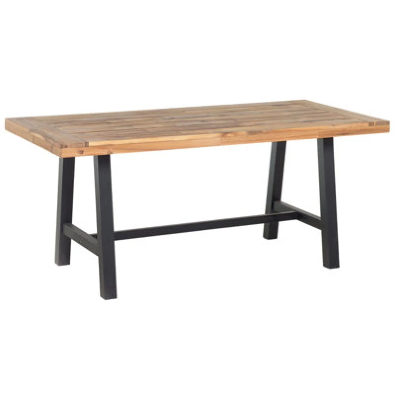 Image of Beliani Garden Dining Table Scania 170 Cm 80 Cm Acacia Wood Black