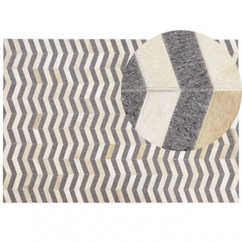 Image of Beliani Rug Baggoze Dark Grey 160 X 230 Cm Leather
