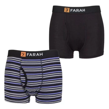 image of Farah 2 Pack Striped Cotton Keyhole Trunks Mens - Blue