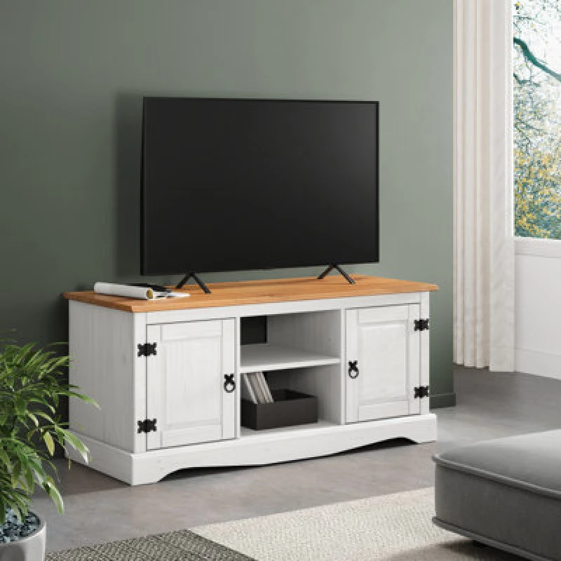 Image of MERCERS FURNITURE Mercers Furniture - Corona White 2 Door Media tv Entertainment Unit WHTWAX105