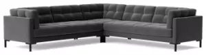 Image of Swoon Landau Velvet 5 Seater Corner Sofa - Granite Grey