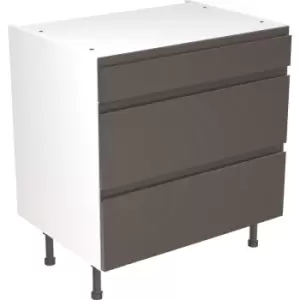 Image of Kitchen Kit Flatpack J-Pull Kitchen Cabinet Base 3 Drawer Unit Super Gloss 800mm in Graphite MFC