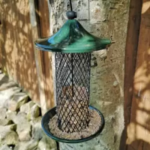 image of Tom Chambers Oriental Stylish Garden Wild Bird Hanging Green Metal Suet Pellet Feeder