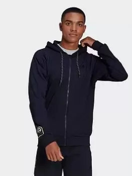 Image of adidas Originals Lightweight Aeroready Summer Full-zip Hoodie, Blue Size M Men