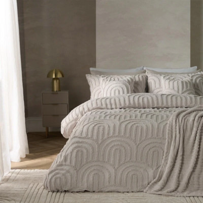 Image of OHS OHS Tufted Arches Bedding Set Duvet Cover with Pillowcase in Natural Size: Double Natural Double Unisex 5027434205042