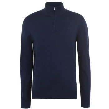 image of Hackett Hackett Cotton Half Zip Jumper - Blue