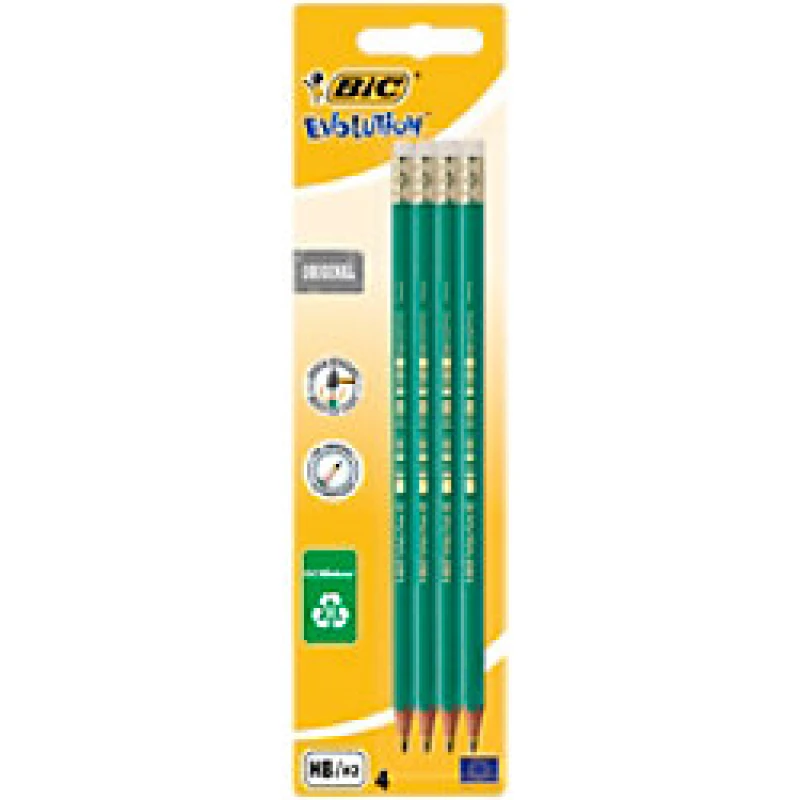 Image of BIC Evolution Wood Free Graphite Pencils HB Pack of 4, 4 Per Pack