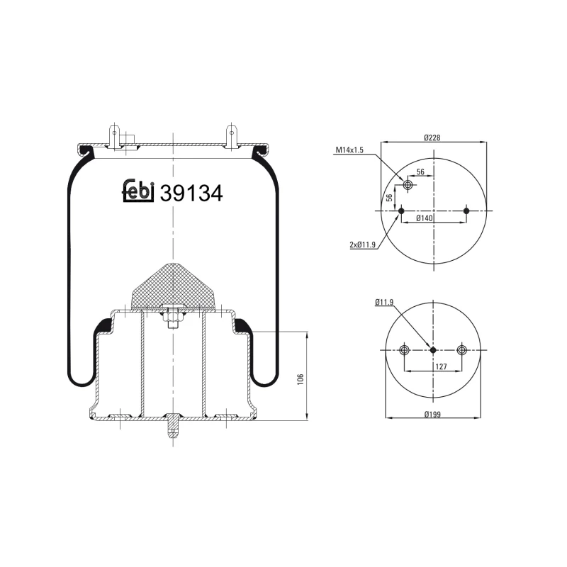 Image of FEBI BILSTEIN 39134 Boot, air suspension Rear Axle Right Boot,air suspension (324)