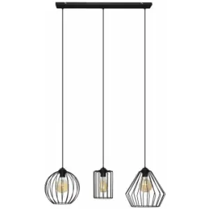 image of Helam Lapis Straight Bar Pendant Ceiling Light Black 7cm