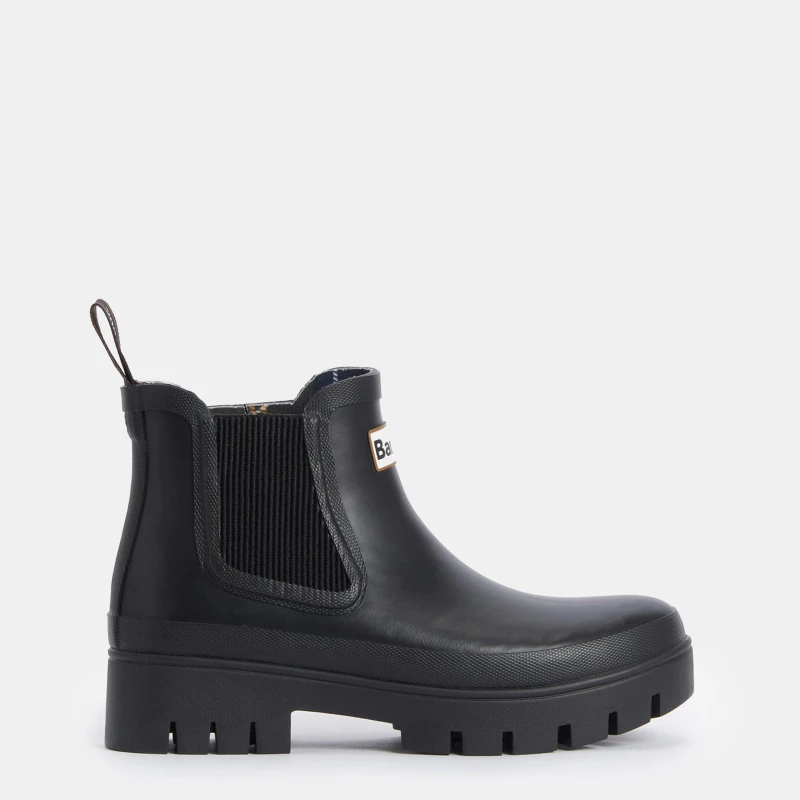 Image of Barbour Womens Halton Chelsea Welly Boots Black, 6