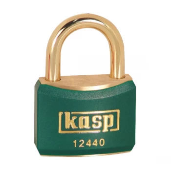 Image of Kasp K12440GREA1 Brass Padlock - 40mm - Brass Shackle - Green - KA...