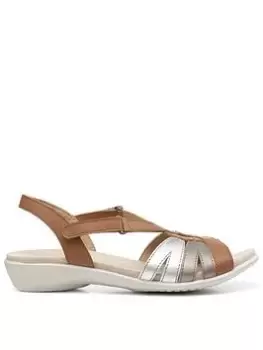 image of Hotter Hotter Flare Multi Strap Leather Sandals - Tan Multi, Brown, Size 4, Women