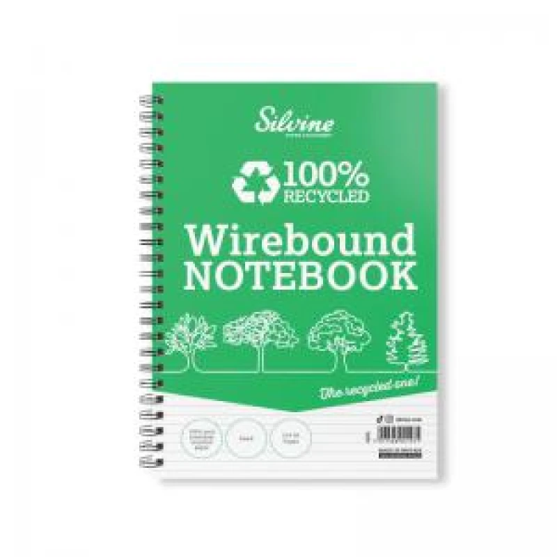 Image of Silvine Silvine Recycled Wirebound Notebook Ruled 104 Pages A5 (Pack of 12) TWREA5 TWREA5