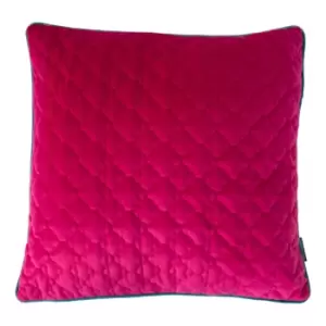 Image of Royale Quilted Velvet Cushion Hot Pink/Ocean, Hot Pink/Ocean / 50 x 50cm / Polyester Filled
