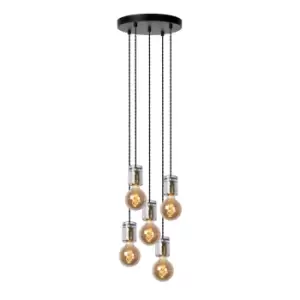 Image of Gelka Modern Cluster Pendant Light - Ø30cm - 5xE27 - Smoke Grey
