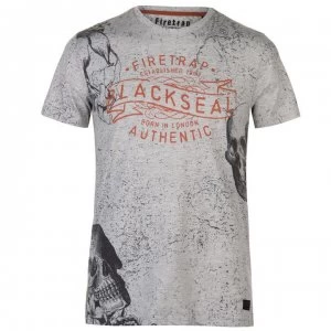 image of Firetrap Blackseal Floral T Shirt - Ecru Marl