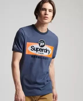 Image of Superdry Mens Vintage Crossing Lines Ringer T-Shirt Navy / Navy Marl/dark Grey - Size: M