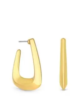 image of Jon Richard Jon Richard Recycled Gold Plated Angular Polished Hoop Earrings, Gold, Women