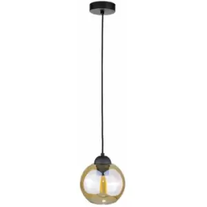 image of Keter Ambre Dome Pendant Ceiling Light Black, 15cm, 1x E27