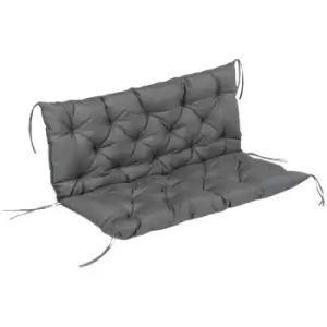 image of Outsunny Garden Bench Cushion, 2 Seater Swing Chair Cushion, Seat Pad with Ties for Indoor and Outdoor Use, 110 x 120 cm, Dark Grey