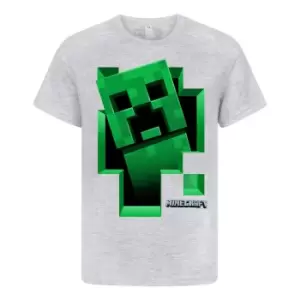 Image of Minecraft Boys Creeper Inside T-Shirt (7-8 Years) (Grey)