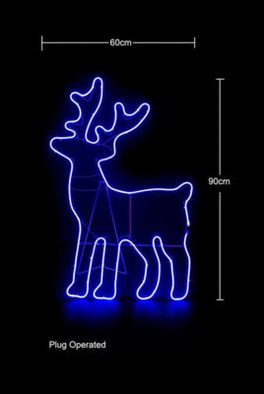 Image of Shatchi Standing Reindeer Neon Effect Rope Light Silhouette Double Side 90 Blue Leds