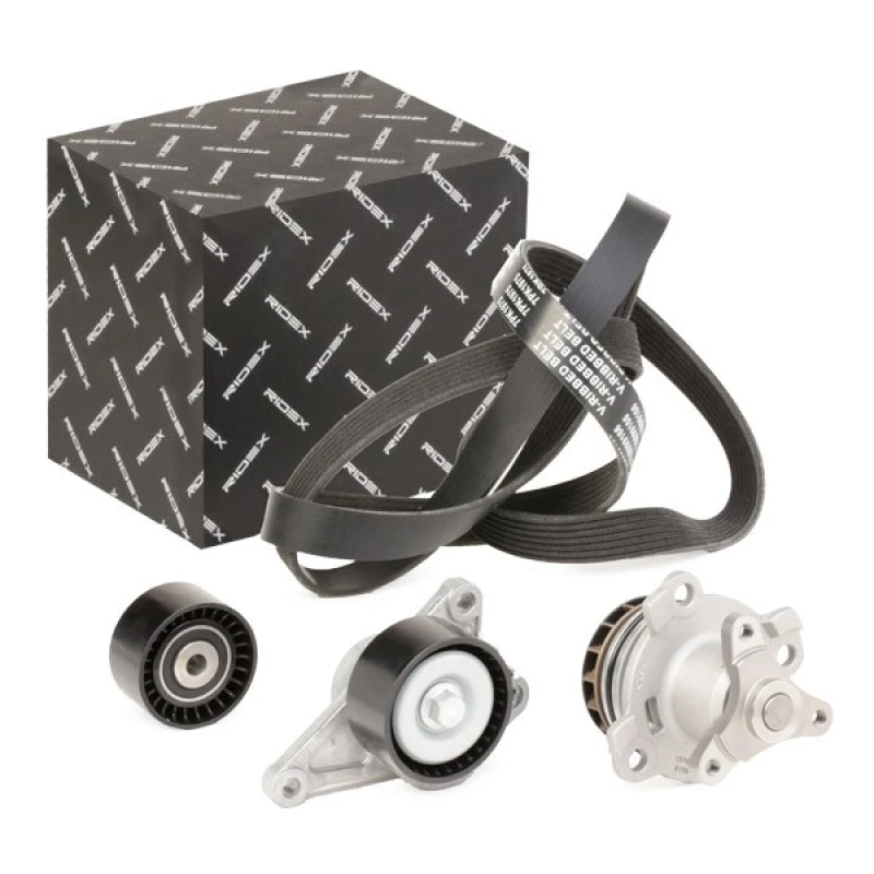 Image of RIDEX 4172P0038 Water Pump + V-Ribbed Belt Kit Water Pump + V-Ribbed Belt Kit (4172)