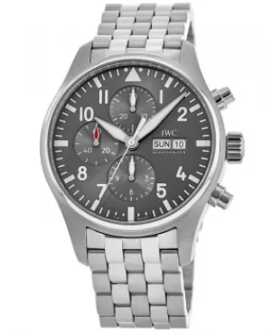 image of IWC Pilot's Chronograph Spitfire Grey Dial Steel Mens Watch IW377719 IW377719