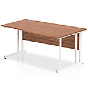 Image of Impulse 1600 Right Hand White Cantilever Leg Wave Desk Walnut