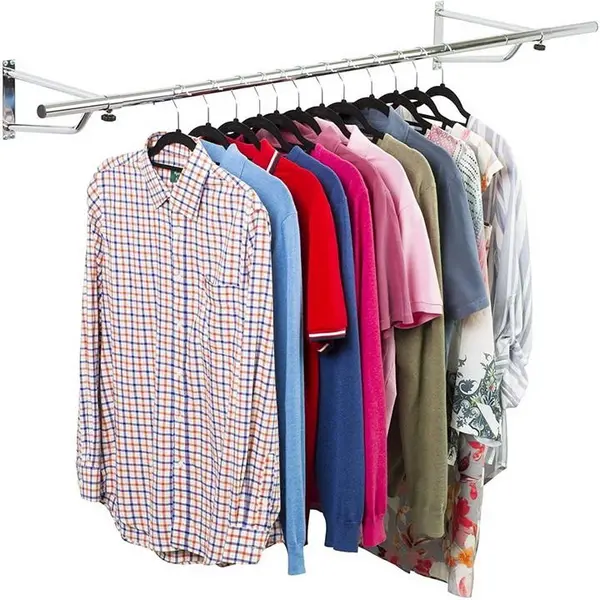 Image of Other Clothes Rail Wall Mounted Garment Hanging Wardrobe - Silver One Size