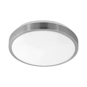 Image of Wall Flush Ceiling Light White Shade White Satined Nickel Plastic Bulb LED 18W