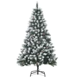Image of HOMCOM 5FT Artificial Christmas Tree with Pine Cones, Holiday Home Xmas Decoration Automatic Open, Green