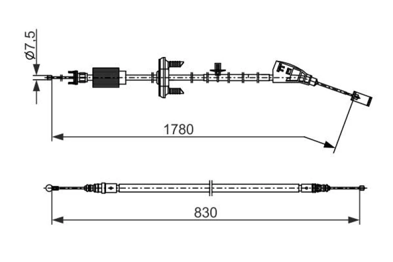 Image of Bosch 1 987 482 797 Brake Cable 830mm Cable,parking brake (124)