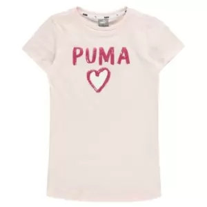 image of Puma Heart QT T Shirt Junior Girls - Pink