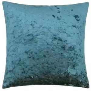 image of Verona Crushed Velvet Cushion Teal, Teal / 55 x 55cm / Polyester Filled