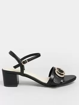 image of Yours Extra Wide Fit Buckle Detail Sandal - Black, Size 5Eee, Women