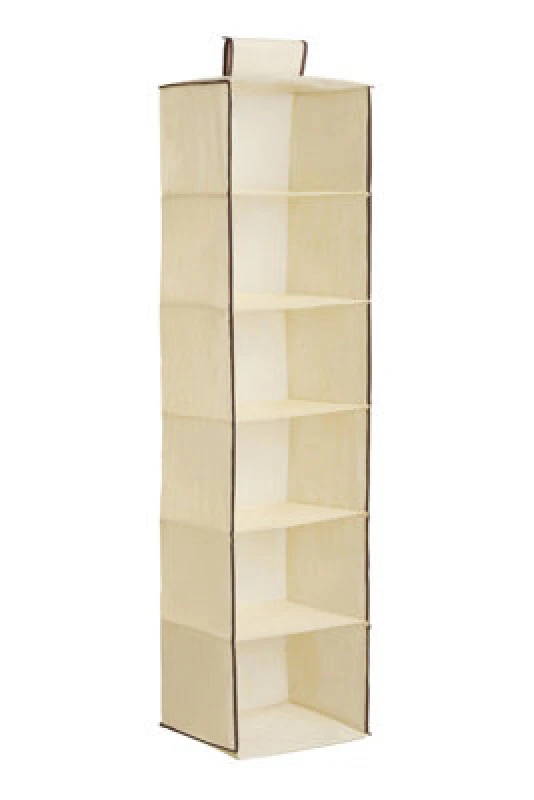 Image of Premier Housewares Cream Storage 6 Section Cream Hanging Garment Organiser Cream