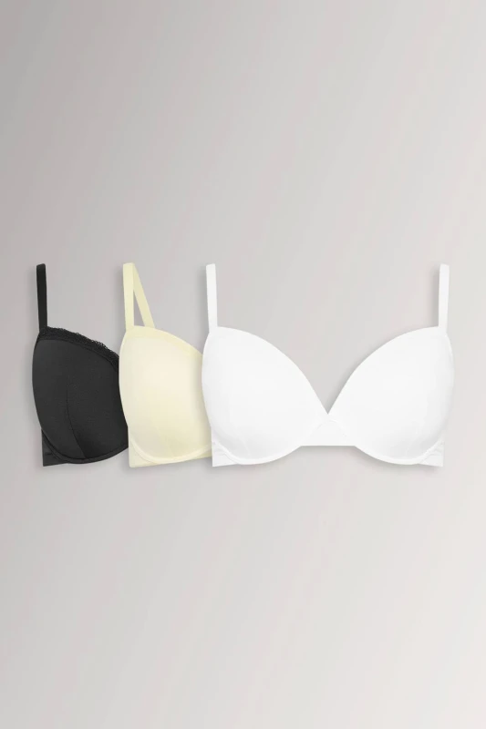 Image of Yours Womens 3 Pack Moulded Underwired T-Shirt Bras Size: 44C Multicolor Female 44C